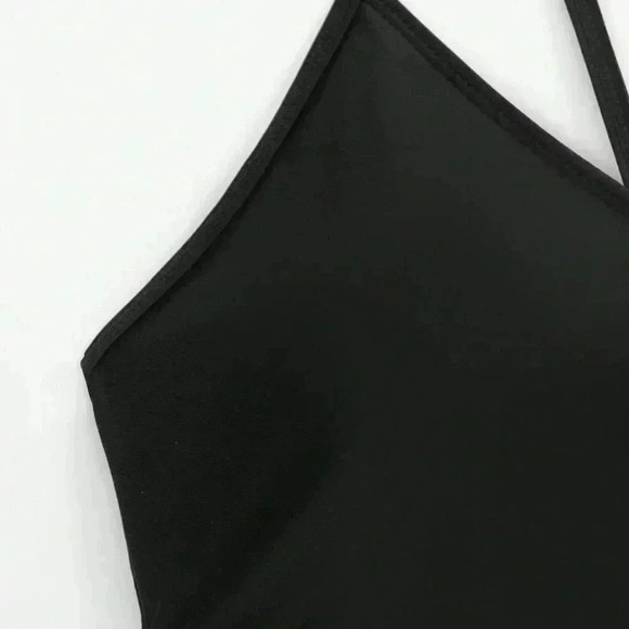 Black Women's Summer Beach Cut Out Ring Linked One Piece Swimsuit - Picture 8 of 8